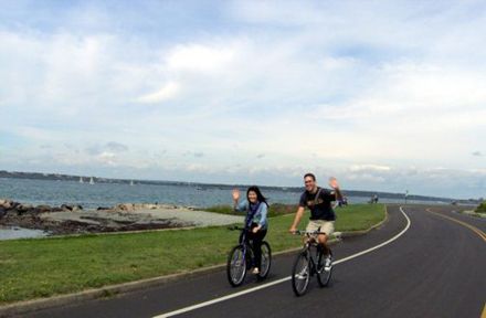 Biking on Ocean Drive, Newport, RI